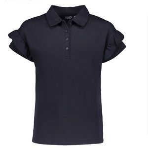 CHAPS Navy Short Ruffle Sleeve School Uniform Polo